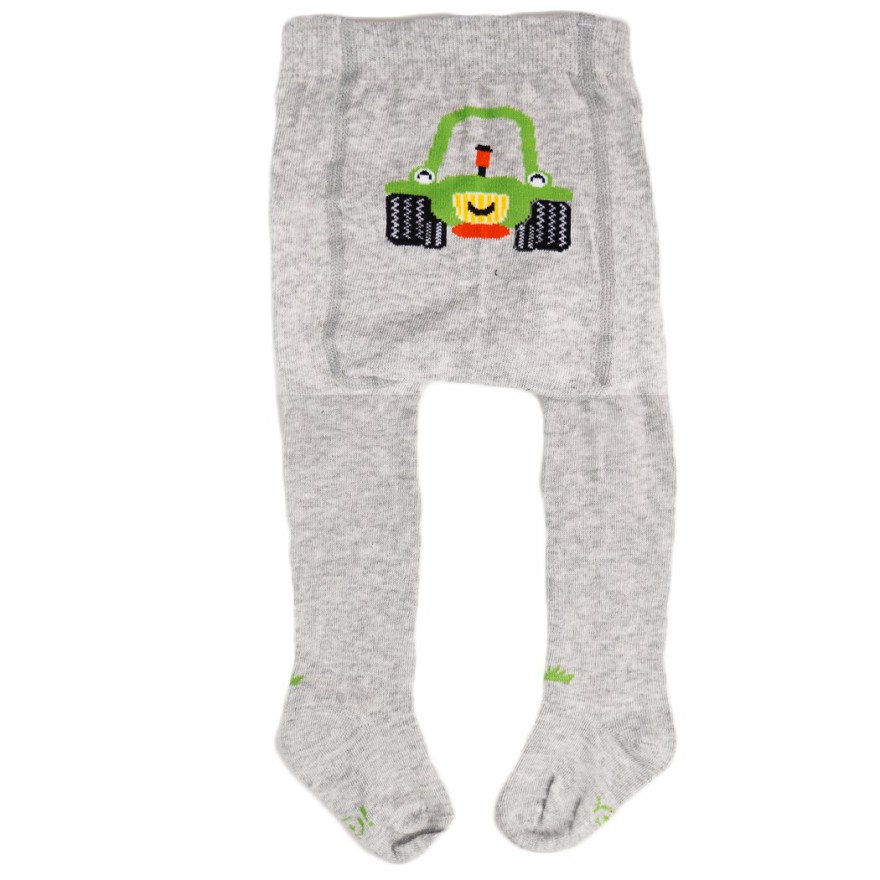 RAJSTOPY bawełniane szare z zielonym traktorem wzór 474