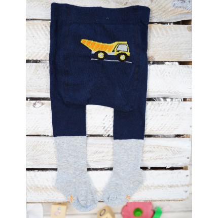 RAJSTOPY bawełniane granatowe z ciężarówką wzór 475
