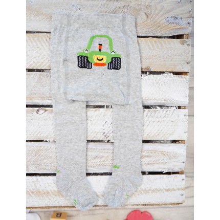 RAJSTOPY z ABS szare z zielonym traktorem wzór 474