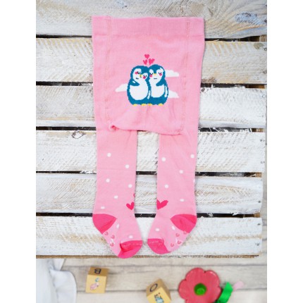 RAJSTOPY z ABS różowe w pingwinki wzór 483