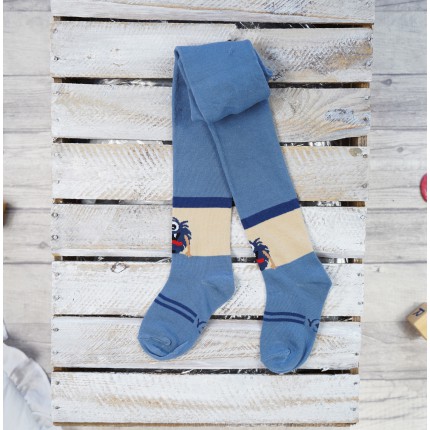 RAJSTOPY chłopiece niebieskie ze stworkiem wzór 489