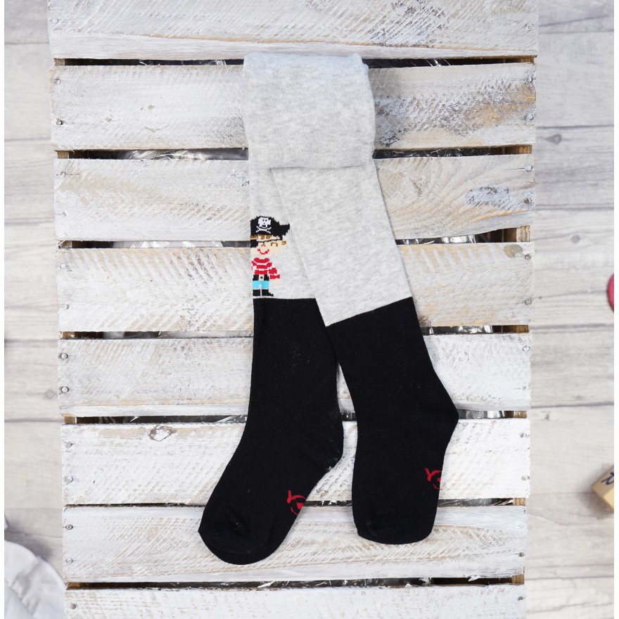 RAJSTOPY chłopiece szare z piratem wzór 490