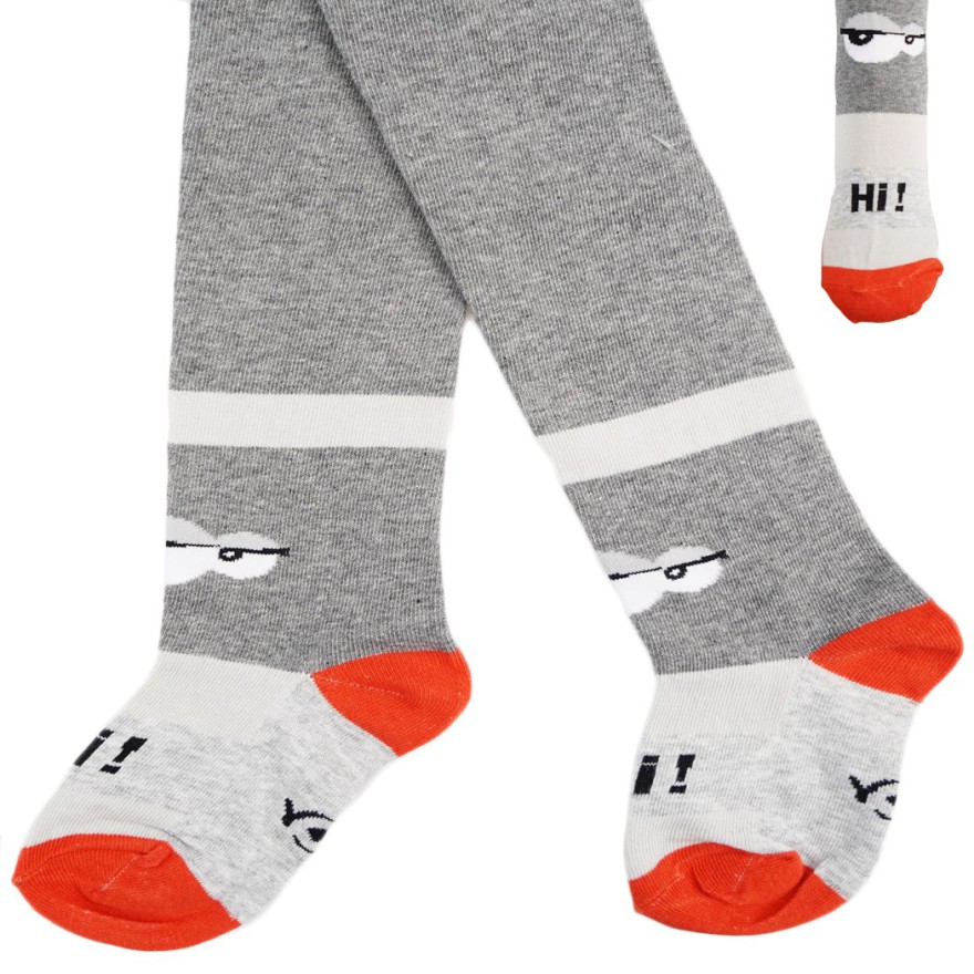 RAJSTOPY chłopiece szary melanż z oczami wzór 494