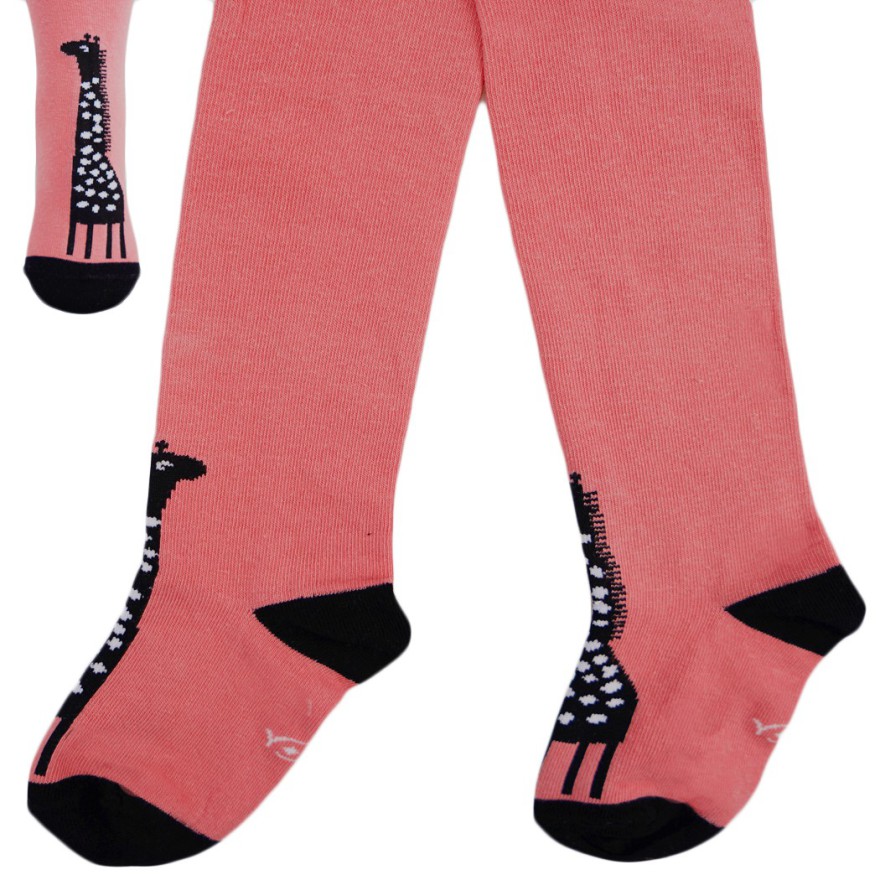 RAJSTOPY dziewczęce różowe z żyrafą wzór 497