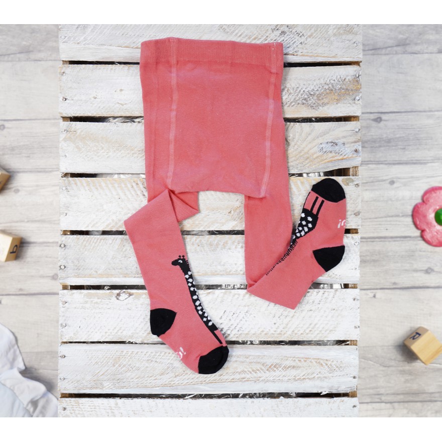 RAJSTOPY dziewczęce różowe z żyrafą wzór 497