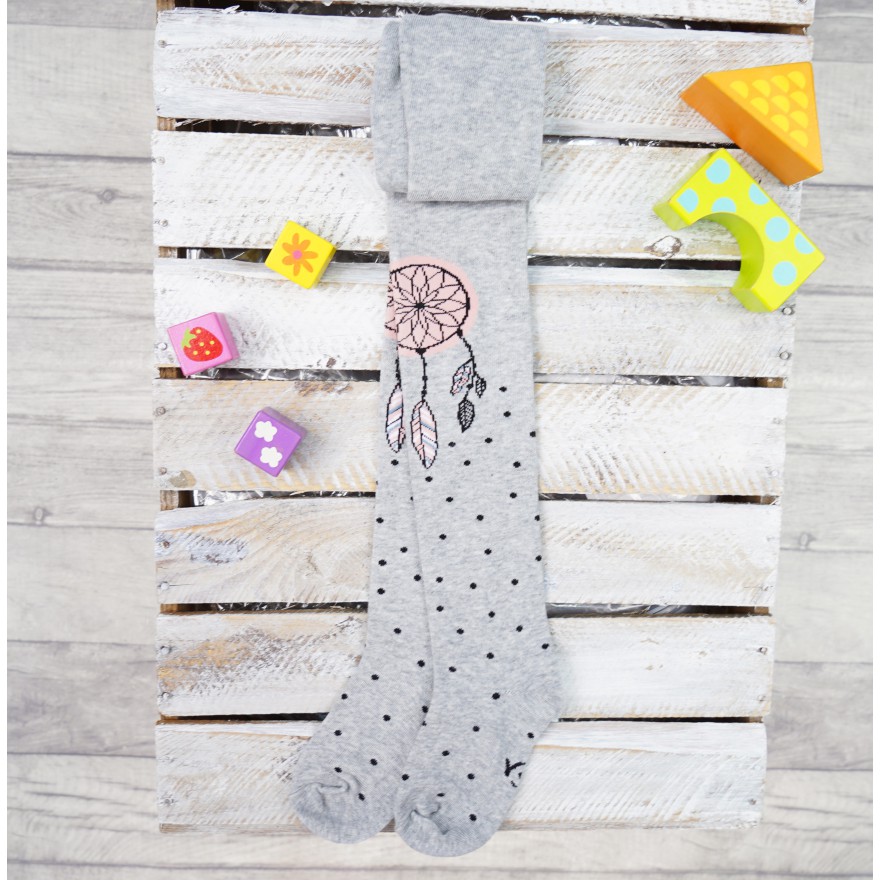 RAJSTOPY dziewczęce szare z łapaczem snów wzór 502