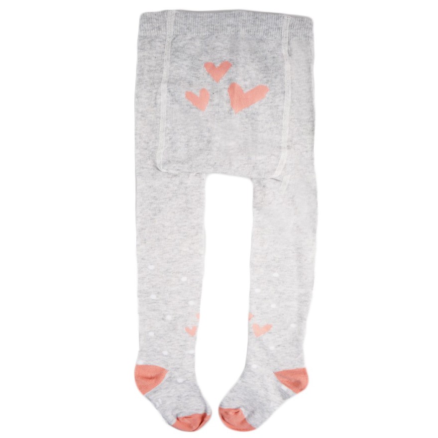RAJSTOPY dziewczęce szare z sercami i kropkami wzór 505