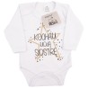 Białe BODY KOCHAM MOJĄ SIOSTRĘ długi rękaw wzór 709