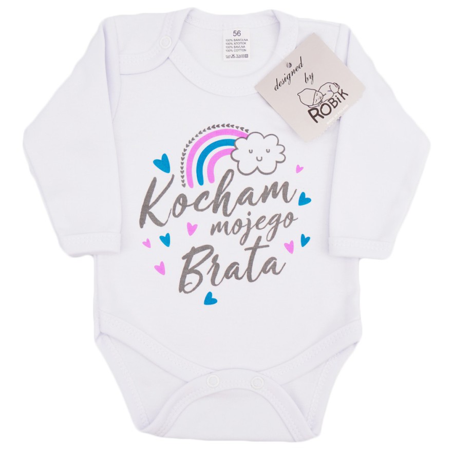 Białe BODY KOCHAM MOJEGO BRATA długi rękaw wzór 706