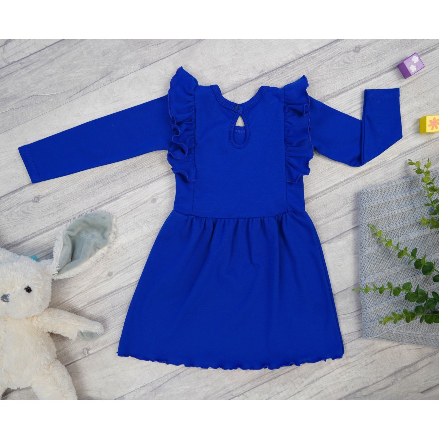 Chabrowa SUKIENKA gładka z falbanką długi rękaw święta