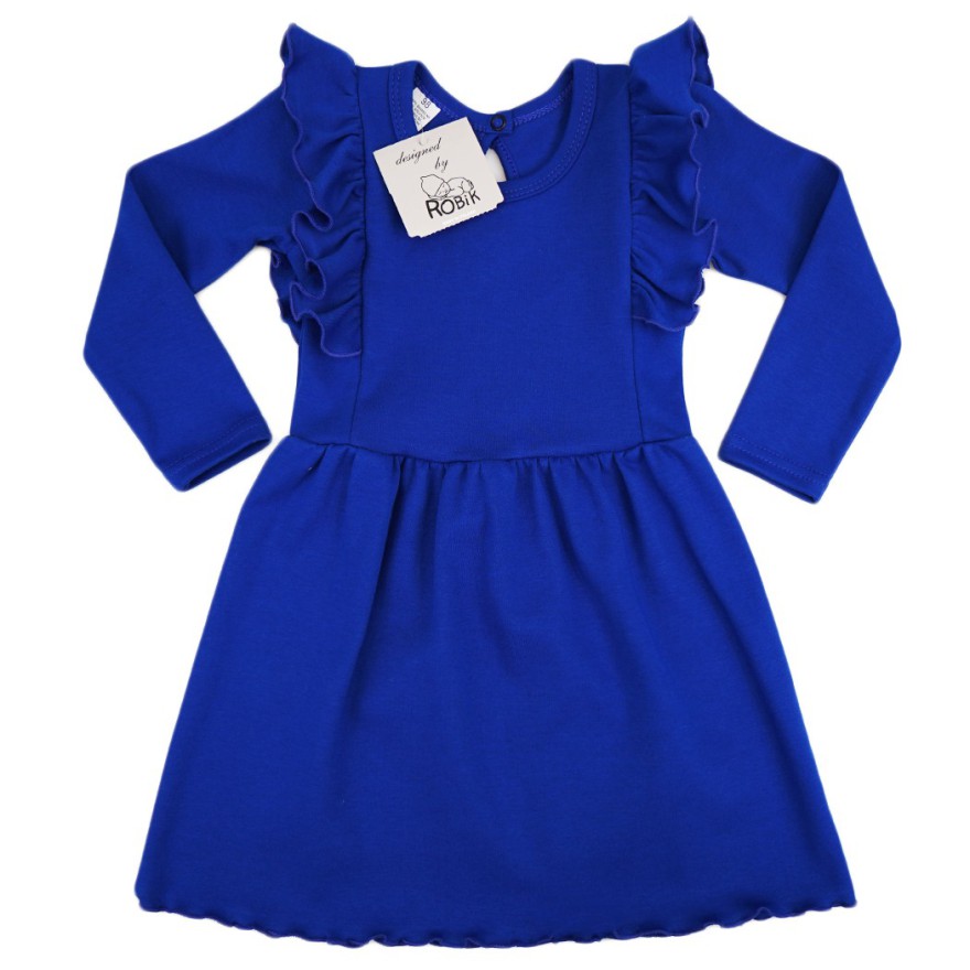 Chabrowa SUKIENKA gładka z falbanką długi rękaw święta