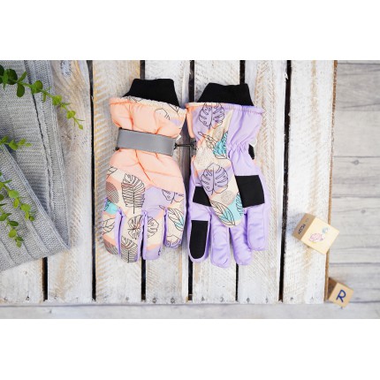 Fioletowo- różowe rękawiczki nieprzemakalne monstera 5P 18cm RK-29