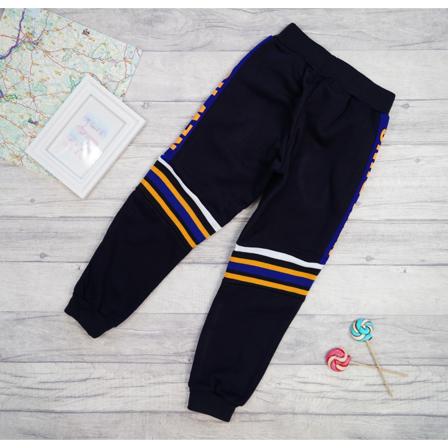 Czarne SPODNIE NEW RUNS ocieplane dresowe chłopięce