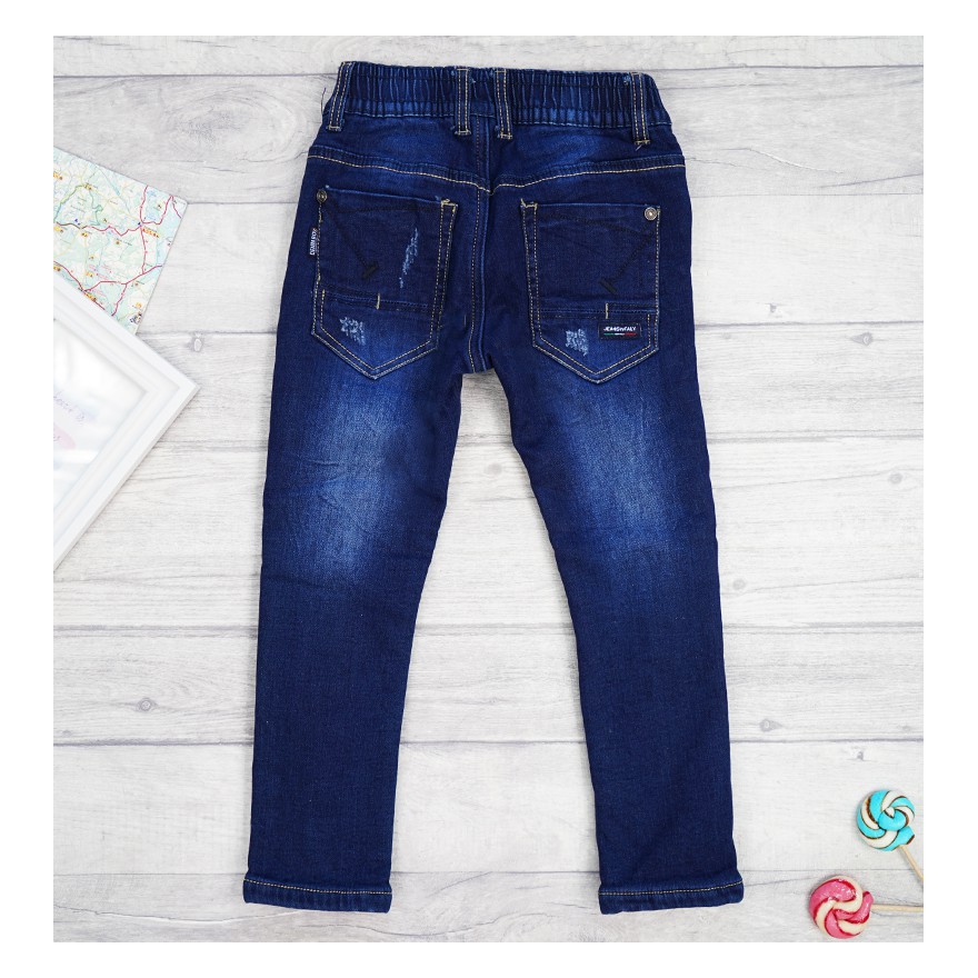 Granatowe SPODNIE JEANSOWE ocieplane jeansy chłopięce