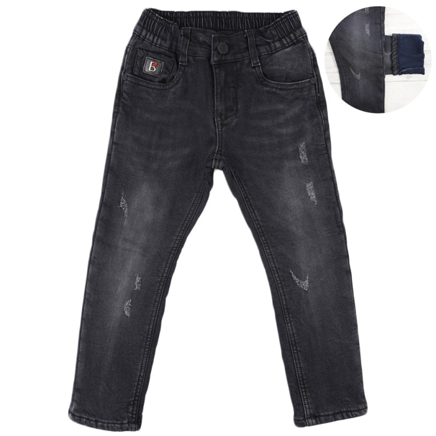 Czarne SPODNIE JEANSOWE ocieplane jeansy chłopięce