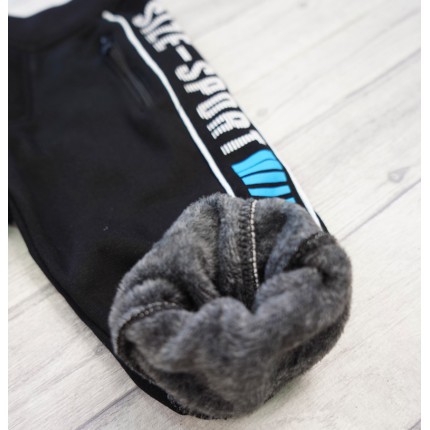 Czarne SPODNIE DRESOWE SIZE SPORT ocieplane chłopięce