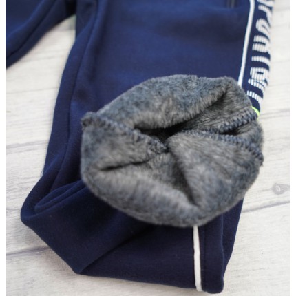 Granatowe SPODNIE DRESOWE SIZE SPORTBOY ocieplane chłopięce