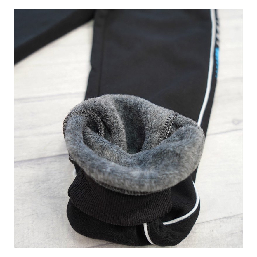 Czarne SPODNIE DRESOWE SIZE SPORTBOY ocieplane chłopięce