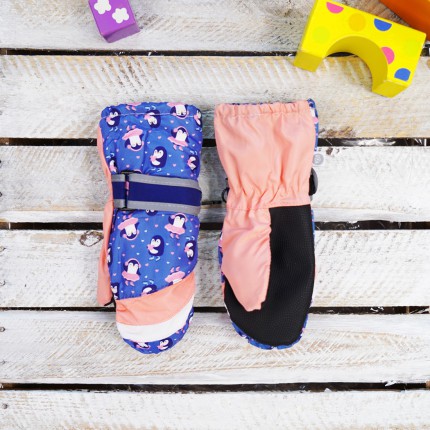 Niebieskie rękawiczki nieprzemakalne w PINGWINKI 1P 12cm RK-32