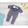 Grafitowy KOMBINEZON na futerku dresowy z misiem