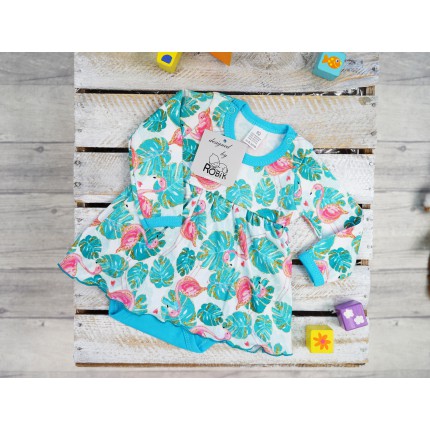 BODY SUKIENKA turkusowa we flamingi w. 380 długi rękaw