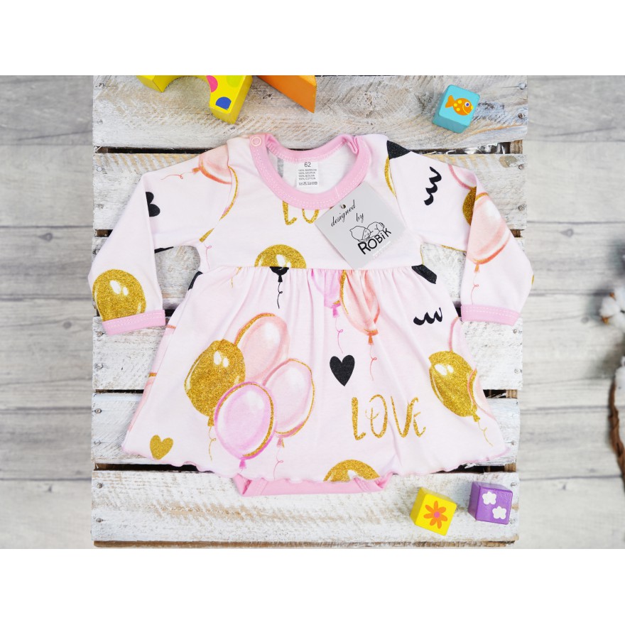 BODY SUKIENKA różowa w balony w. 382 długi rękaw