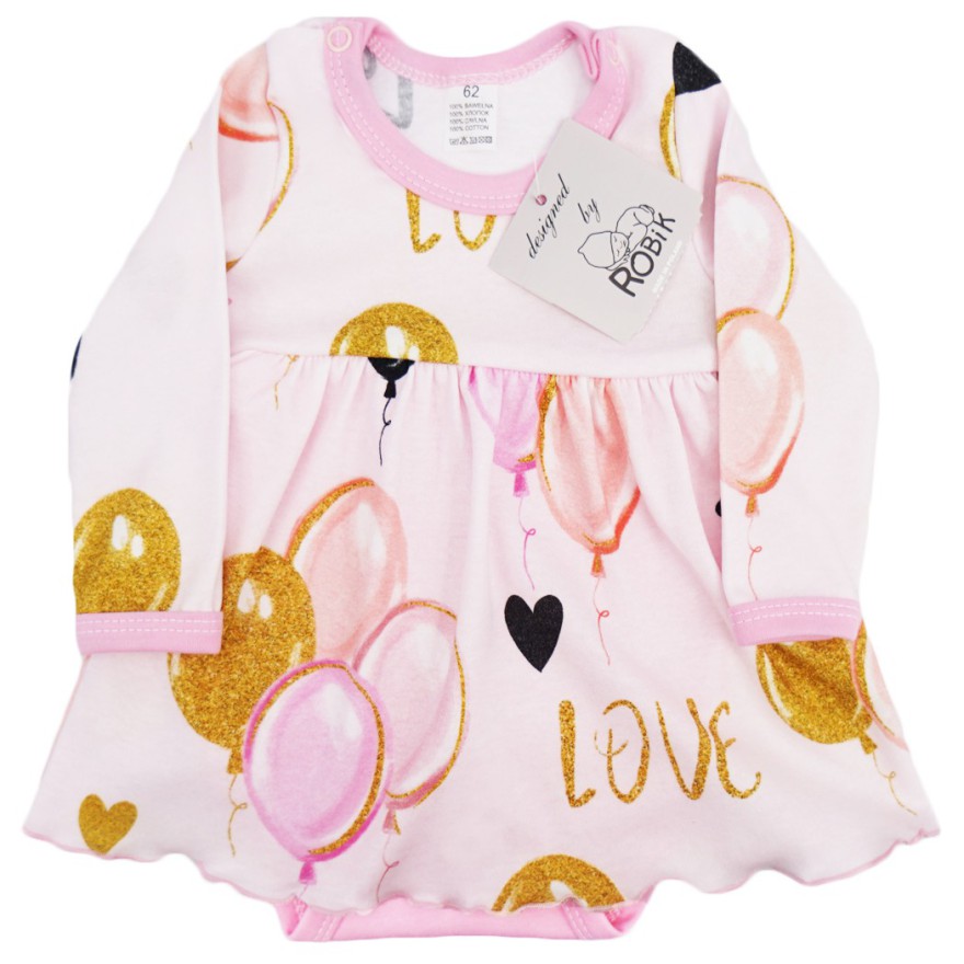 BODY SUKIENKA różowa w balony w. 382 długi rękaw
