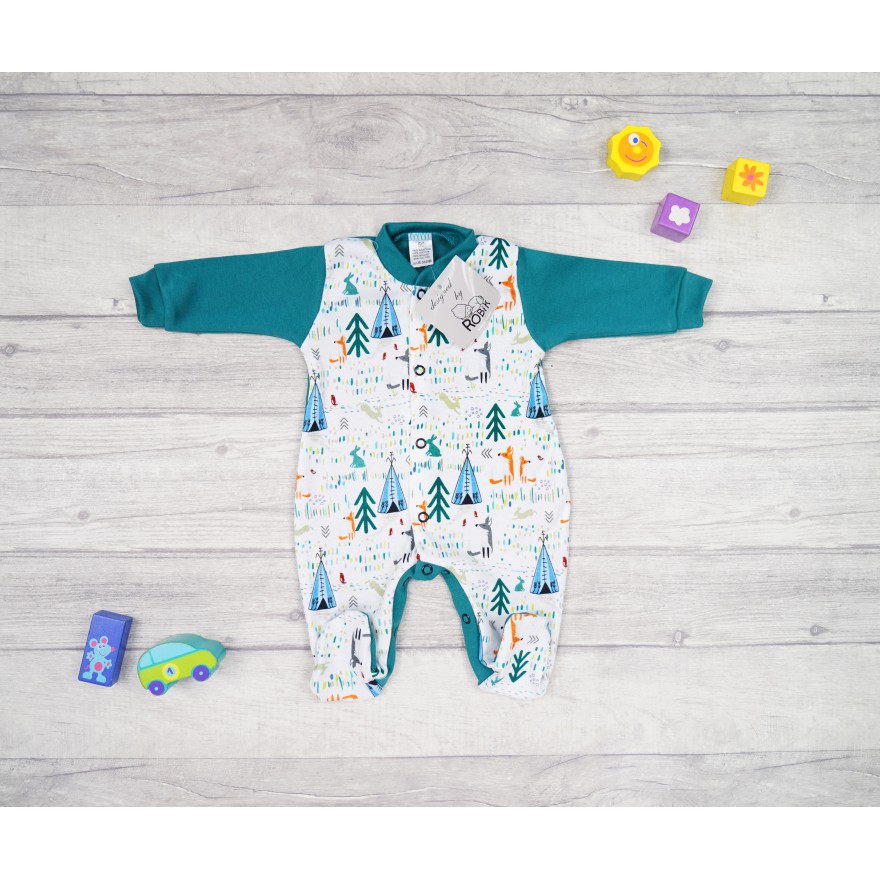 Pajac pajacyk bawełniany butelkowy w las tipi wzór 387b