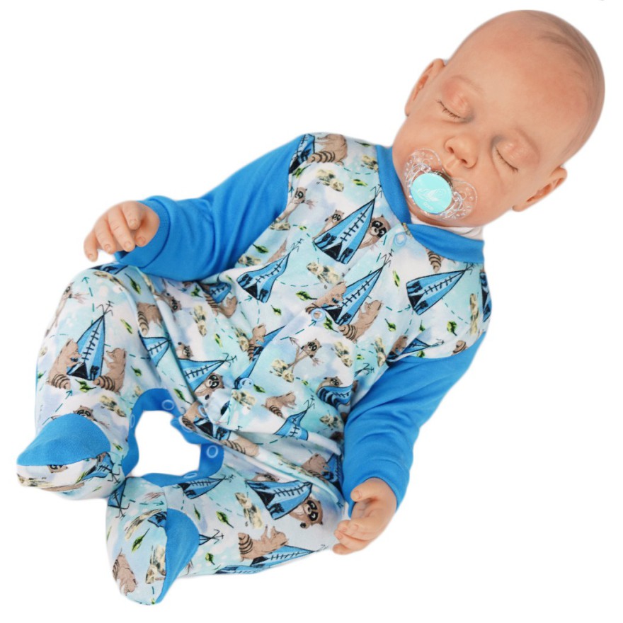 Pajac pajacyk bawełniany niebieski w szopy wzór 384