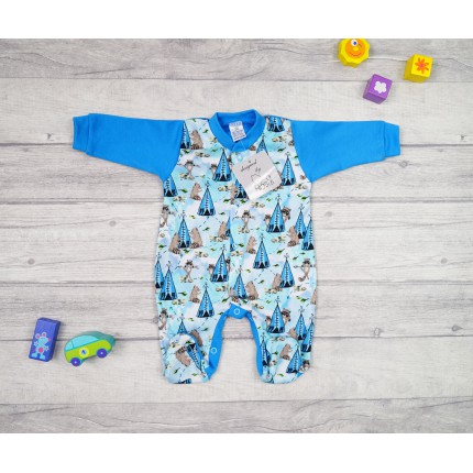 WCZEŚNIAK pajac pajacyk niebieski w szopy 384 bawełna