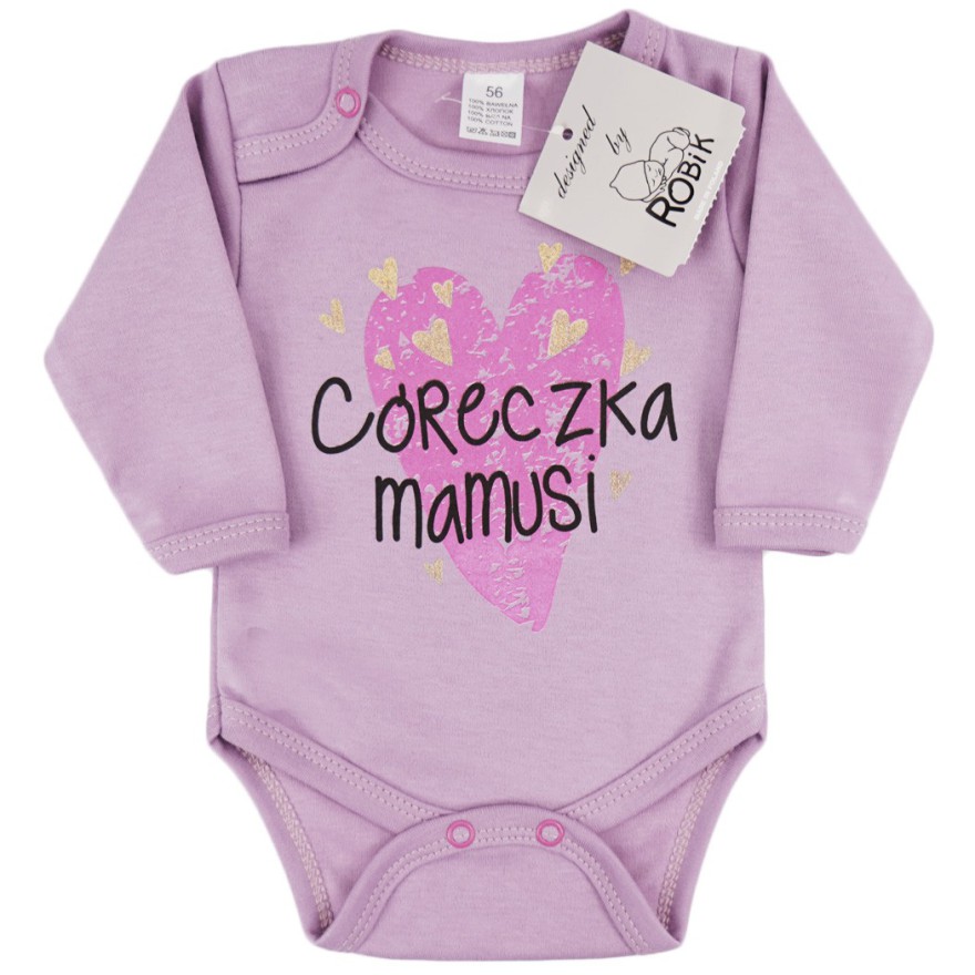 Wrzosowe BODY CÓRECZKA MAMUSI długi rękaw wzór 707
