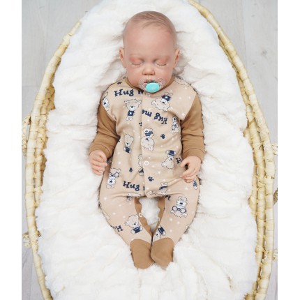 Pajac pajacyk bawełniany kakaowy w misie HUG wzór 390