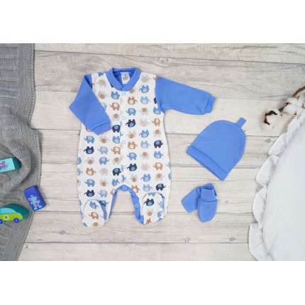 WYPRAWKA dla noworodka do szpitala 5 części niebiska słoniki 145n