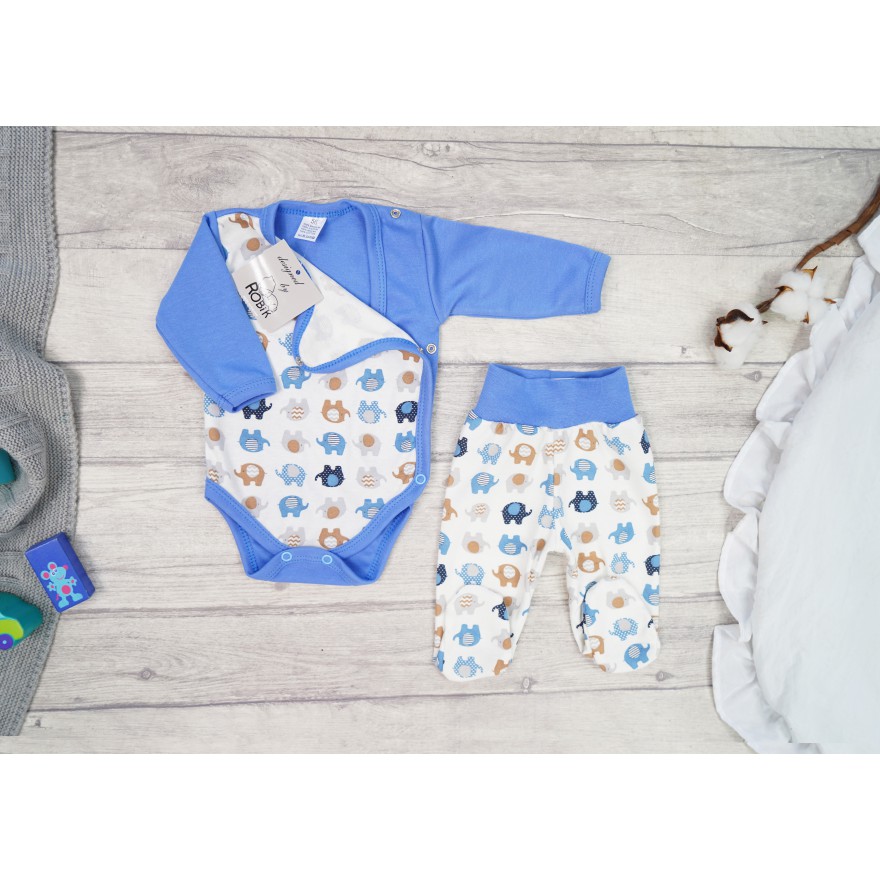 WYPRAWKA dla noworodka do szpitala 5 części niebiska słoniki 145n
