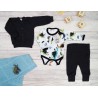 Komplet 3cz body + spodnie + bomberka czarny DINO