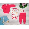 Komplet 3cz body + spodnie + bomberka malinowy ŻYRAFA