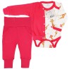 Komplet 3cz body + spodnie + bomberka malinowy ŻYRAFA