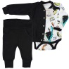 Komplet 3cz body + spodnie + bomberka czarny DINO