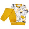 Musztardowa PIŻAMA w koparki autka długi rękaw wzór 386m