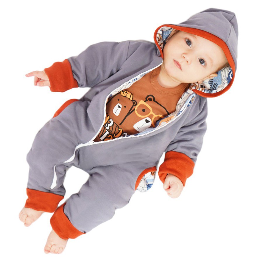 Grafitowy KOMBINEZON ocieplany KOALA rosnący dresowy