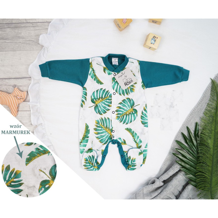 WCZEŚNIAK pajac pajacyk butelkowy w liście 389 bawełna