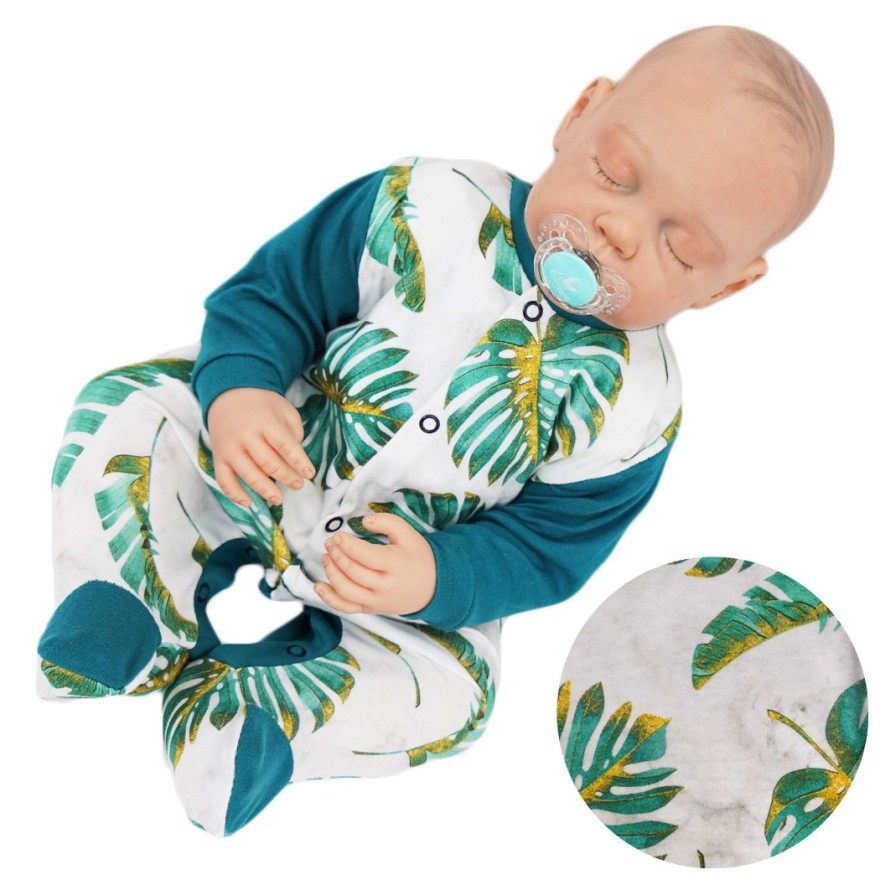 Pajac pajacyk bawełniany butelkowy w liście wzór 389