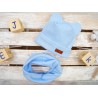 Niebieski komplet BEAR czapka + komin wiosna/jesień