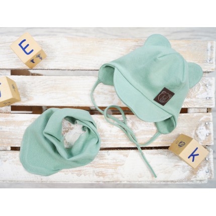 Seledynowy komplet IREK czapka + apaszka wiosna/jesień