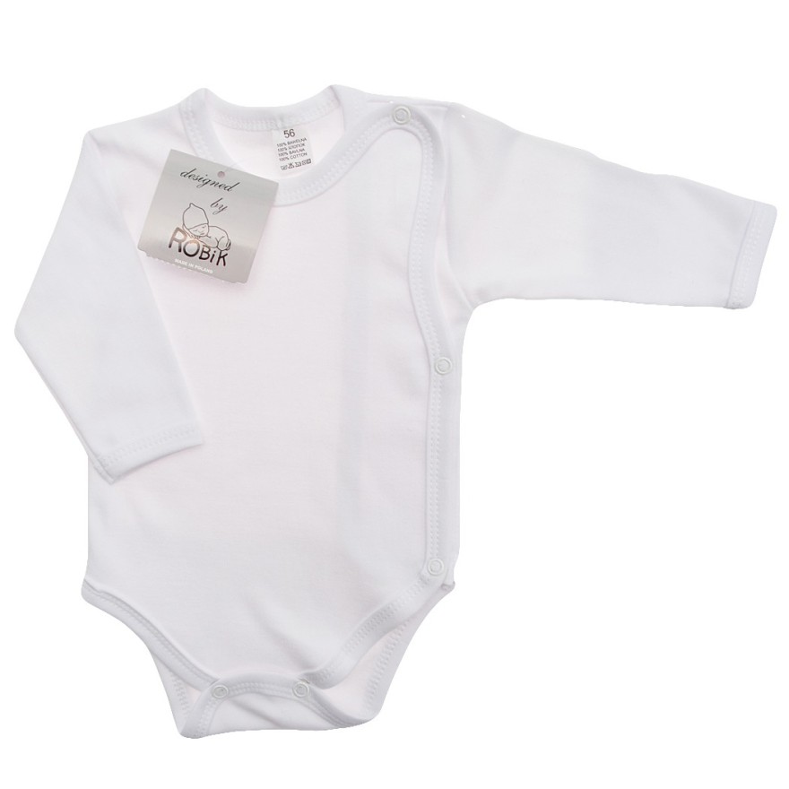 Białe BODY kopertowe z długim rękawem WCZEŚNIAK