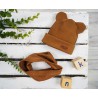 Brązowy komplet BEAR czapka + komin wiosna/jesień