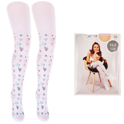 Białe RAJSTOPY MIKROFIBRA 40 DEN kolorowe serca