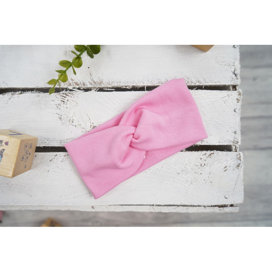 Różowa OPASKA dziewczęca Julia przeplatana turban