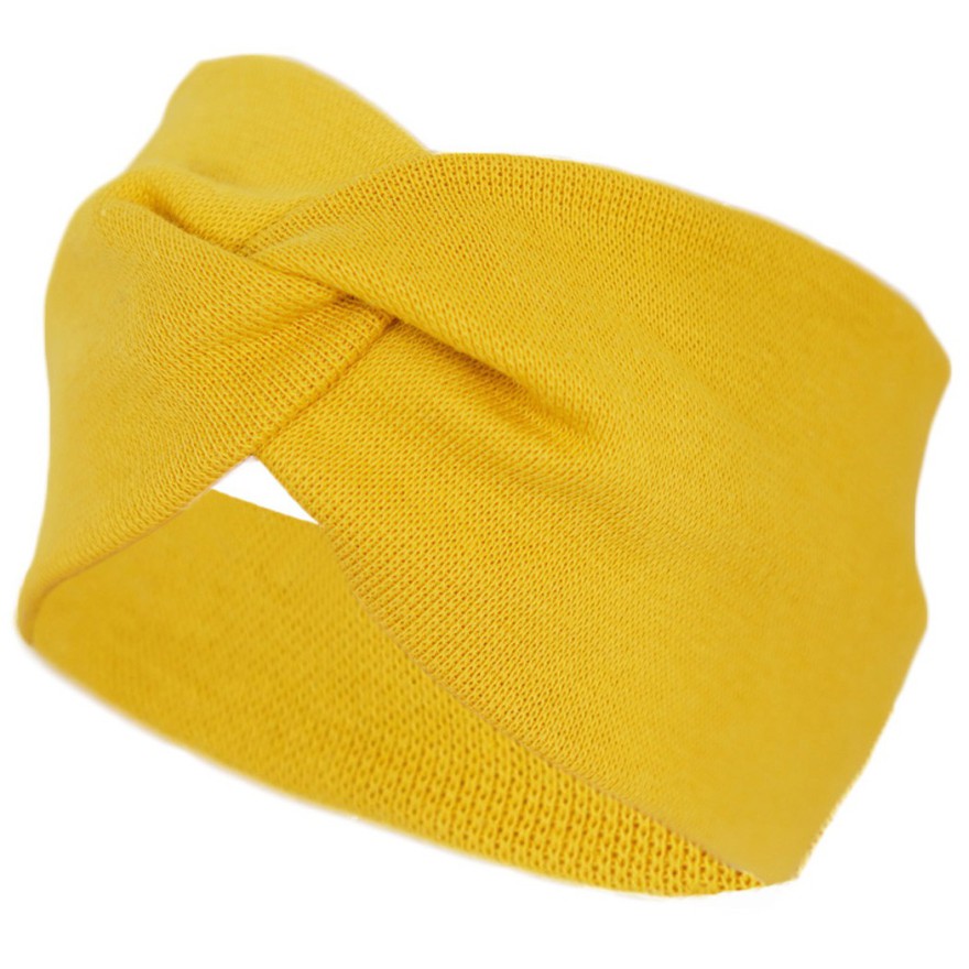 Musztardowa OPASKA dziewczęca Julia przeplatana turban
