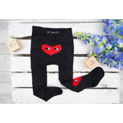 RAJSTOPY dziecięce czarne z sercem wzór 524